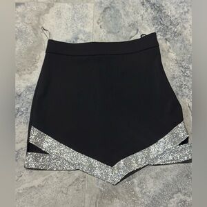 Zara Black Mini Skirt with Silver Trim
